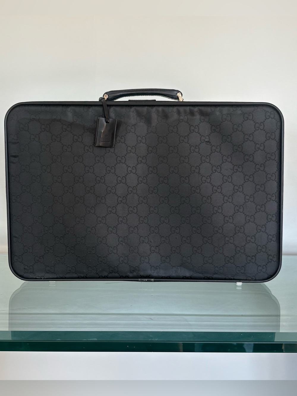 Gucci Black Monogram Suitcase /w Gucci Lock & Key